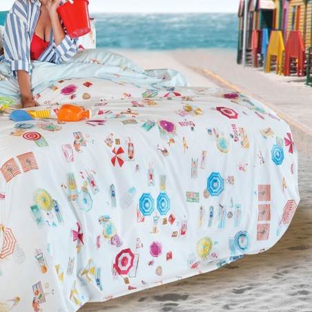 Completo Lenzuola letto Singolo Tessitura Toscana Bondy Beach Bianco Naturale