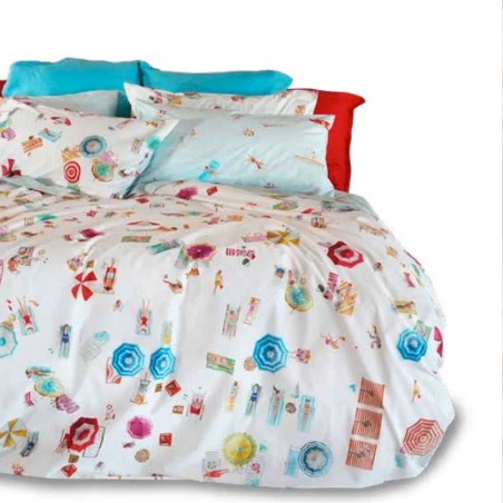 Completo Lenzuola letto Singolo Tessitura Toscana Bondy Beach Bianco Naturale