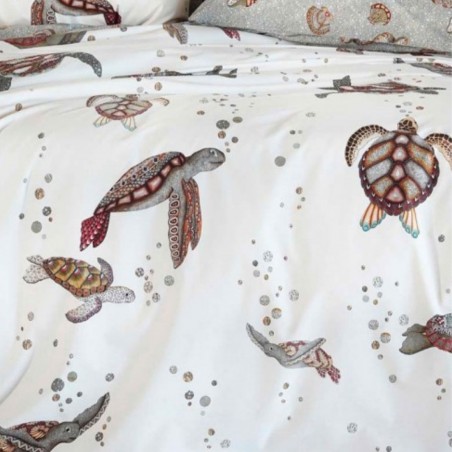 Parure Copripiumino letto Matrimoniale Tessitura Toscana Ninja-Tartarughe colore Bianco