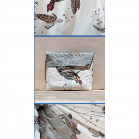Parure Copripiumino letto Matrimoniale Tessitura Toscana Ninja-Tartarughe colore Bianco