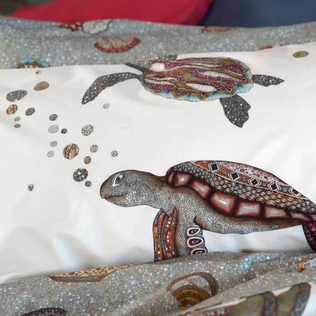 Parure Copripiumino letto Matrimoniale Tessitura Toscana Ninja-Tartarughe colore Bianco