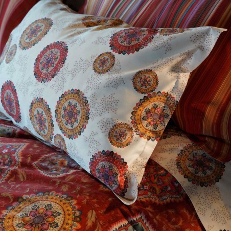 Completo Lenzuola letto Matrimoniale Tessitura Toscana Jaipur Tappeto colore Bordò