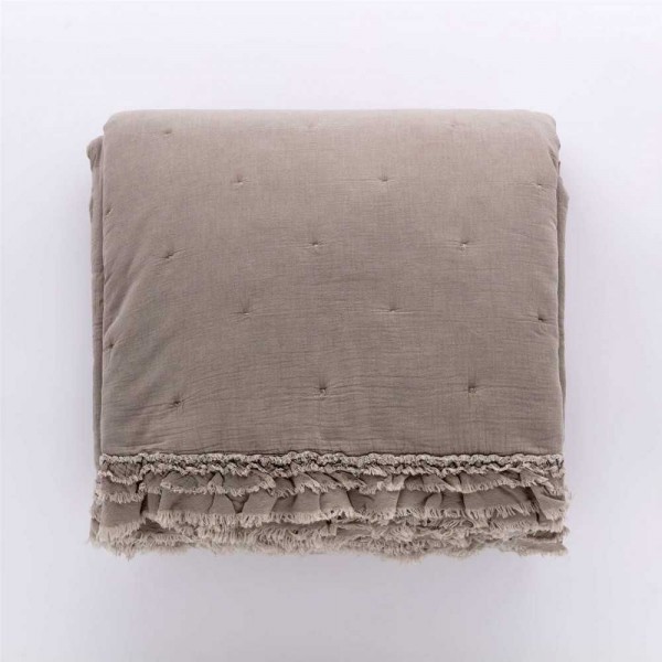 Trapuntino letto matrimoniale Riviera Cora Stone Washed colore Tortora