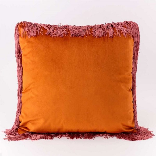 Cuscino arredo 50x50 Carillo Nina velluto Arancione bruciato