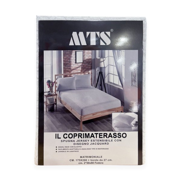 Coprimaterasso Spugna Jersey Estensibile MTS completo di due federe