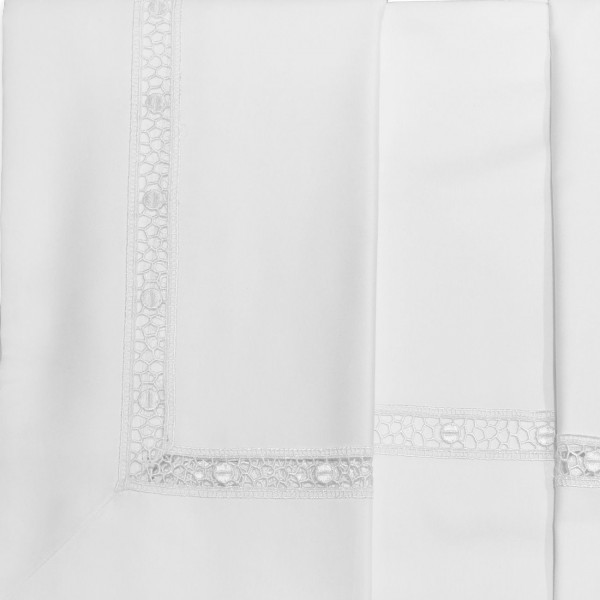 Completo lenzuola letto matrimoniale Borbonese Bon Ton colore Bianco
