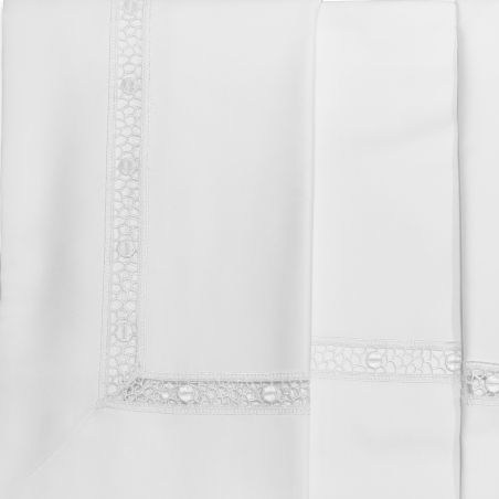 Completo lenzuola letto Matrimoniale Borbonese Bon Ton colore Bianco