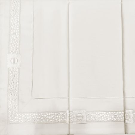 Completo lenzuola letto Matrimoniale Borbonese Heritage colore Avorio