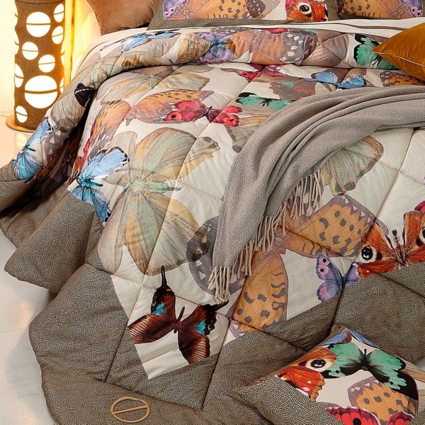 Trapunta matrimoniale Borbonese Buttefly colore marrone