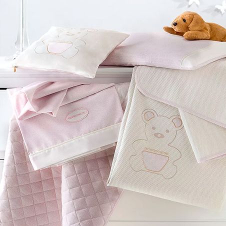 Completo Lenzuola Lettino Borbonese Kids Stampato OP Kids colore Rosa