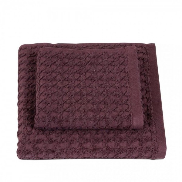 Coppia 1+1 Asciugamani Bagno Dondi Couture colore Prugna