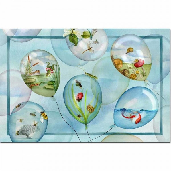 Tappeto Tessitura Toscana Tiptapp Balloons 52x80cm Celeste