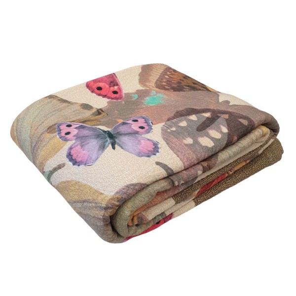 Copriletto in cotone letto Matrimoniale Borbonese Butterfly colore Marrone