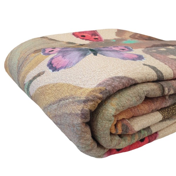 Copriletto in cotone letto Matrimoniale Borbonese Butterfly colore Marrone