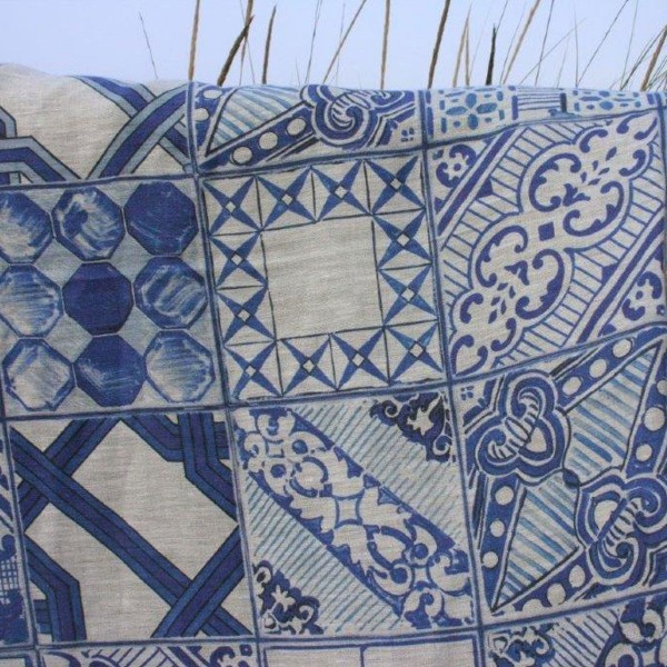 Housse d’ameublement en lin Tessitura Toscana Azulejos