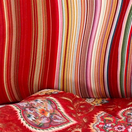 Parure Copripiumino letto Matrimoniale Tessitura Toscana Jaipur colore Bordeaux