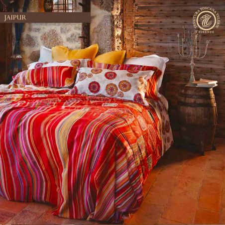 Parure Copripiumino letto Matrimoniale Tessitura Toscana Jaipur colore Bordeaux
