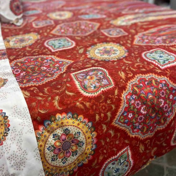 Parure Copripiumino letto Matrimoniale Tessitura Toscana Jaipur colore Bordeaux