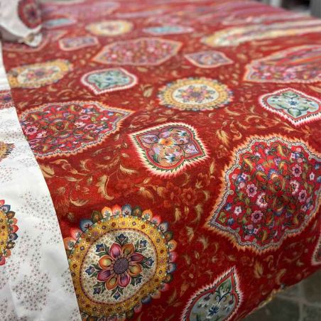 Parure Copripiumino letto Matrimoniale Tessitura Toscana Jaipur colore Bordeaux
