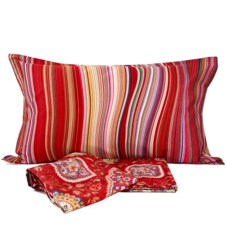 Completo Lenzuola letto Matrimoniale Tessitura Toscana Jaipur Tappeto colore Bordò
