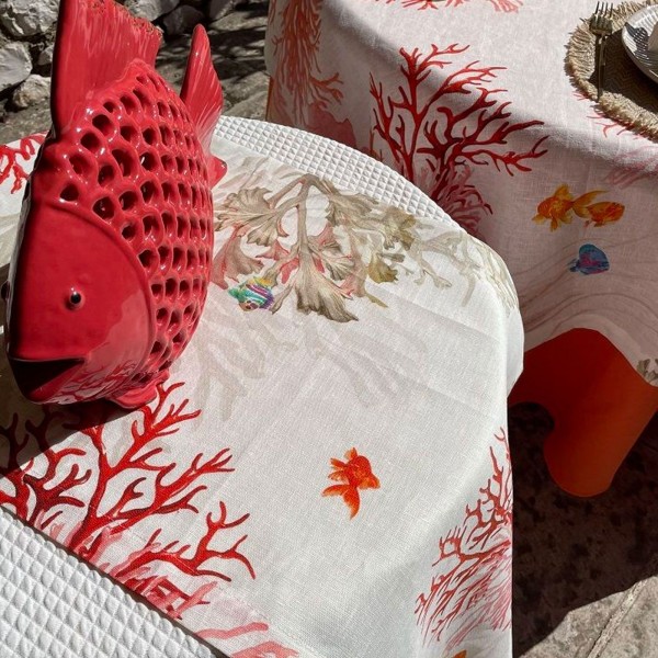 Runner Tovaglia Vis A Vis 45x170 Tessitura Toscana Aquarius colore Rosso