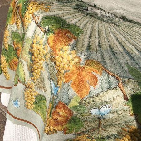Violette cremefarbene Tischdecke cm.160X230