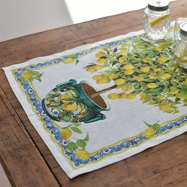 Runner Tovaglia Vis A Vis 45x170 Tessitura Toscana Limonaia colore Giallo