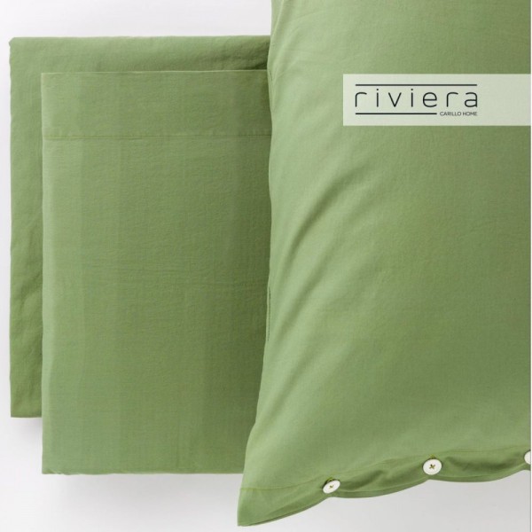 Completo lenzuola letto piazza e mezza Francese Carillo Riviera Freedom Verde Muschio