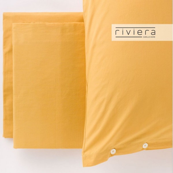 Completo lenzuola letto piazza e mezza Carillo Riviera Freedom Giallo Crema