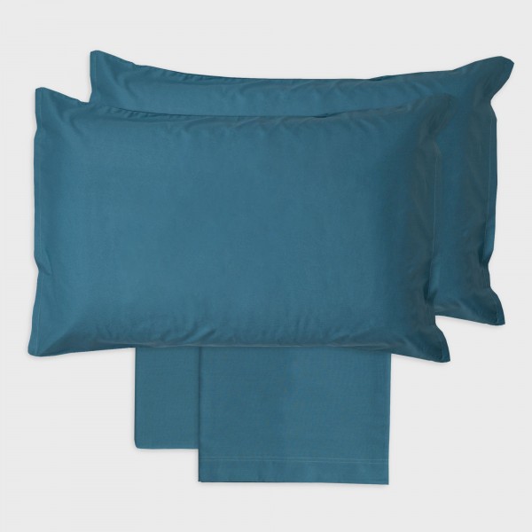 Completo lenzuola letto piazza e mezza francese Andrea Home I Colorissimi in tinta unita Azzurro Anatra