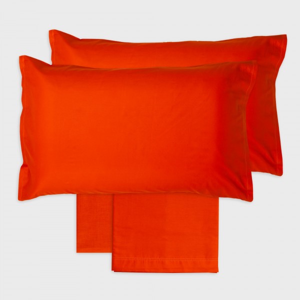 Completo lenzuola letto piazza e mezza francese Andrea Home I Colorissimi in tinta unita Arancio