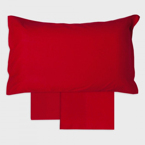 Completo lenzuola letto piazza e mezzo Andrea Home I Colorissimi in tinta unita Rosso Persia