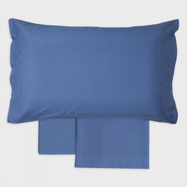 Completo lenzuola letto piazza e mezzo Andrea Home I Colorissimi in tinta unita Blu Fumo
