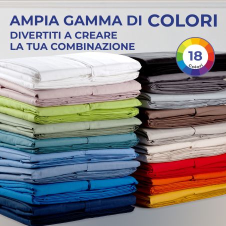 Completo lenzuola letto matrimoniale Andrea Home I Colorissimi in tinta unita Nero