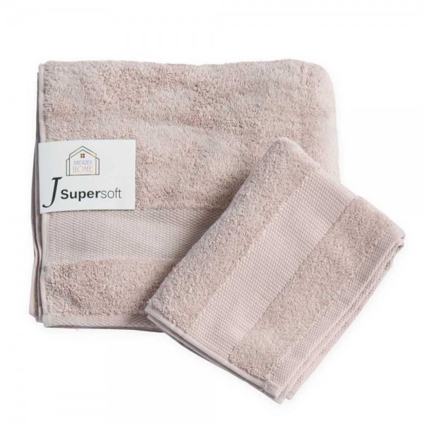 Coppia asciugamani viso + ospite Andrea Home JSuperSoft Beige