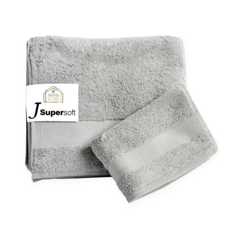 Coppia asciugamani viso + ospite Andrea Home JSuperSoft Grigio Chiaro