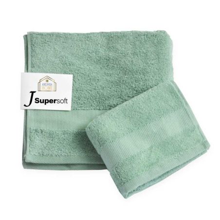 Coppia asciugamani viso + ospite Andrea Home JSuperSoft Menta