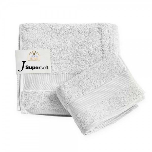 Coppia asciugamani viso + ospite Andrea Home JSuperSoft Perla