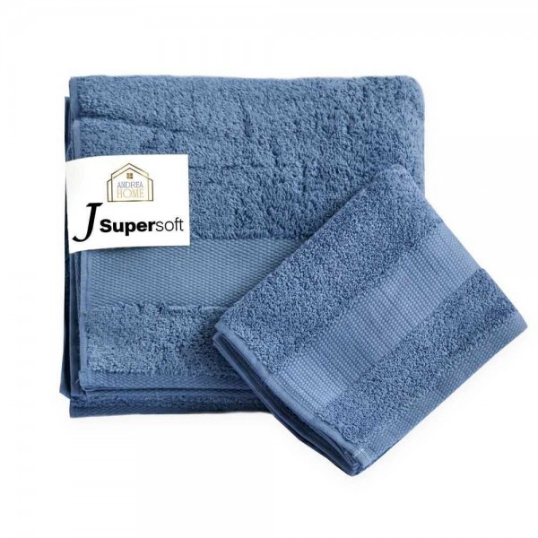 Coppia asciugamani viso + ospite Andrea Home JSuperSoft Blu Navy