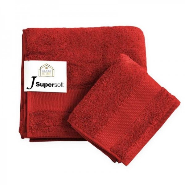 Paire de serviettes visage + invité Andrea Home JSuperSoft Bordeaux