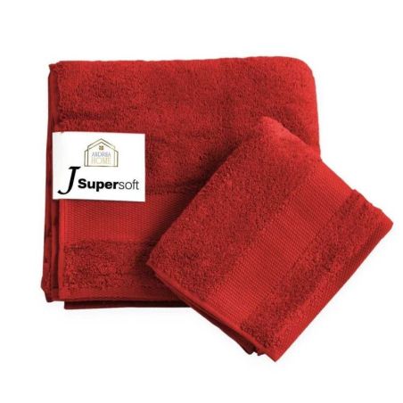 Coppia asciugamani viso + ospite Andrea Home JSuperSoft Bordeaux