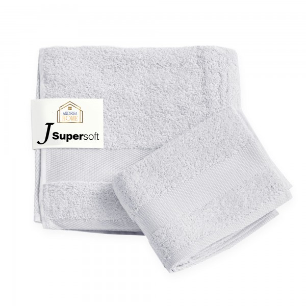 Coppia asciugamani viso + ospite Andrea Home JSuperSoft Bianco