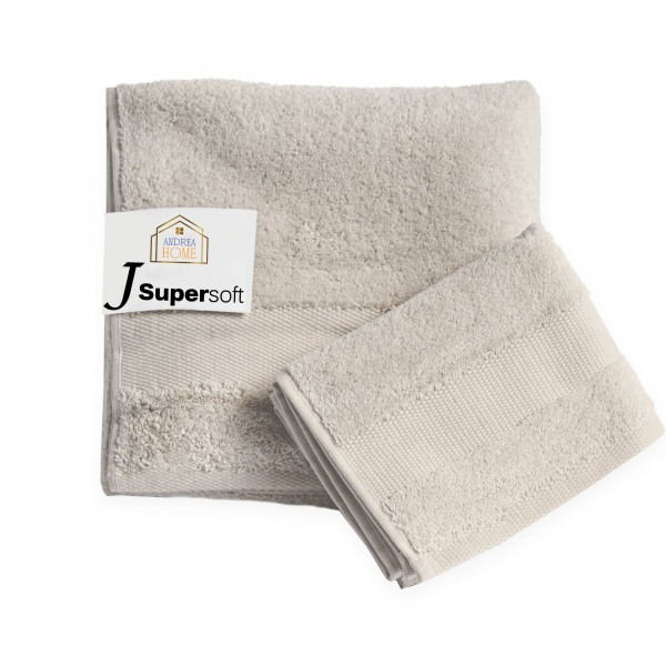Coppia asciugamani viso + ospite Andrea Home JSuperSoft Tortora