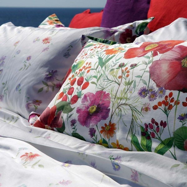 Completo Lenzuola letto matrimoniale Tessitura Toscana Champ Fleuri Grande Lino Naturale