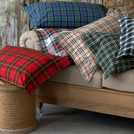 Completo Lenzuola Matrimoniale Randi Clan 30 Tartan colore Verde e Rosso