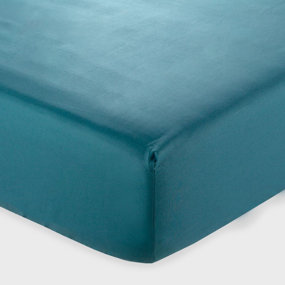 Draps housse pour lit matrimonial Andrea Home I Colorissimi en uni Canard Bleu