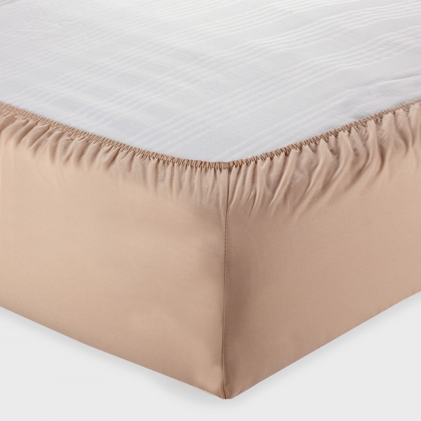 Spannbettlaken für Doppelbett Andrea Home I Colorissimi in Uni-Farbe Knuspriger Keks