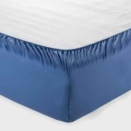 Draps housse pour lit matrimonial Andrea Home I Colorissimi en uni Fumée bleue