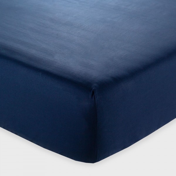 Draps housse pour lit matrimonial Andrea Home I Colorissimi en uni Bleu Millésime