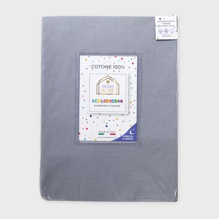 Draps housse pour lit matrimonial Andrea Home I Colorissimi en uni papier de sucre